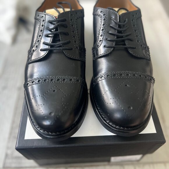 *NEW* GUCCI LACE UP LOAFER NERO SIZE G6 (7M/8.5W) RETAIL $1,200 IN BOX - Picture 1 of 8